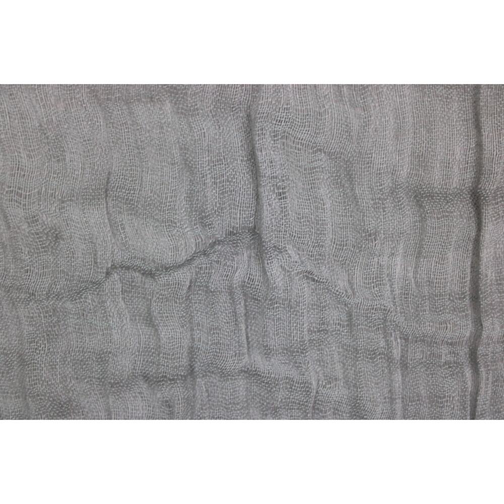 120% LINO 100% Linen Scarf Italy Grey Long Rectangle w/ Fringed 70” x 17“ - Picture 7 of 9